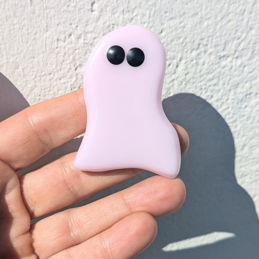 One-of-a-Kind Handmade Fused Glass Halloween Ghost – Pink